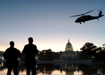 helicopter over D.C.  and Capitol building